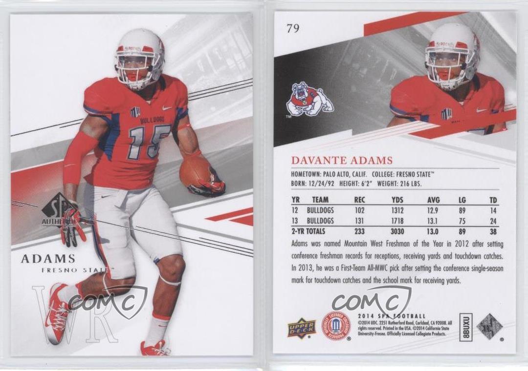 2014 SP Authentic 79 Davante Adams Fresno State Bulldogs Rookie Football Card eBay