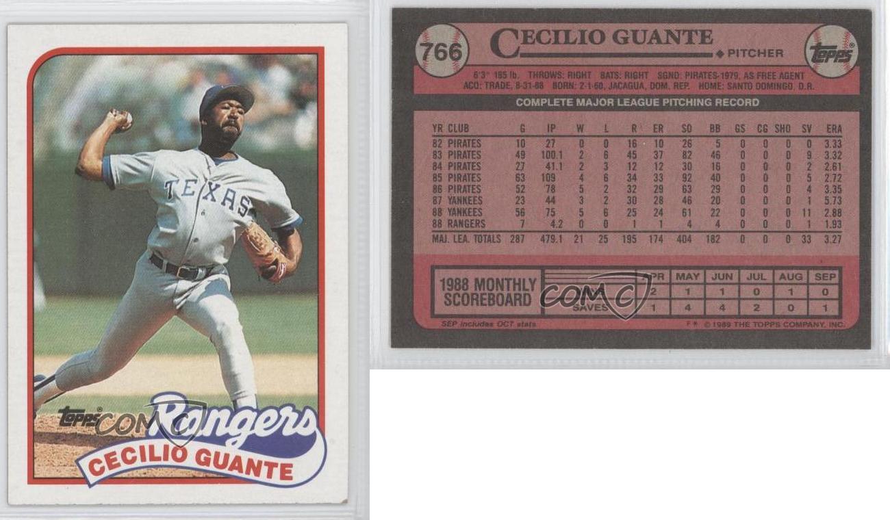 1989 Topps 766 Cecilio Guante Texas Rangers Baseball Card eBay