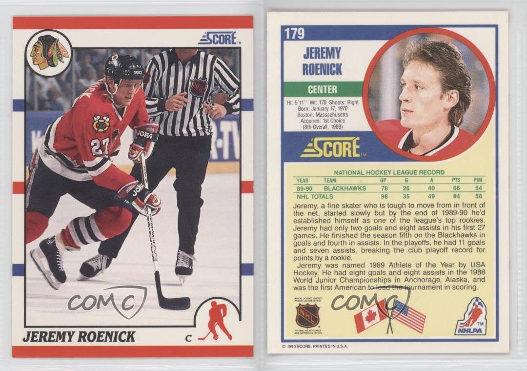 199091 Score 179 Jeremy Roenick Chicago Blackhawks Rookie Hockey Card eBay
