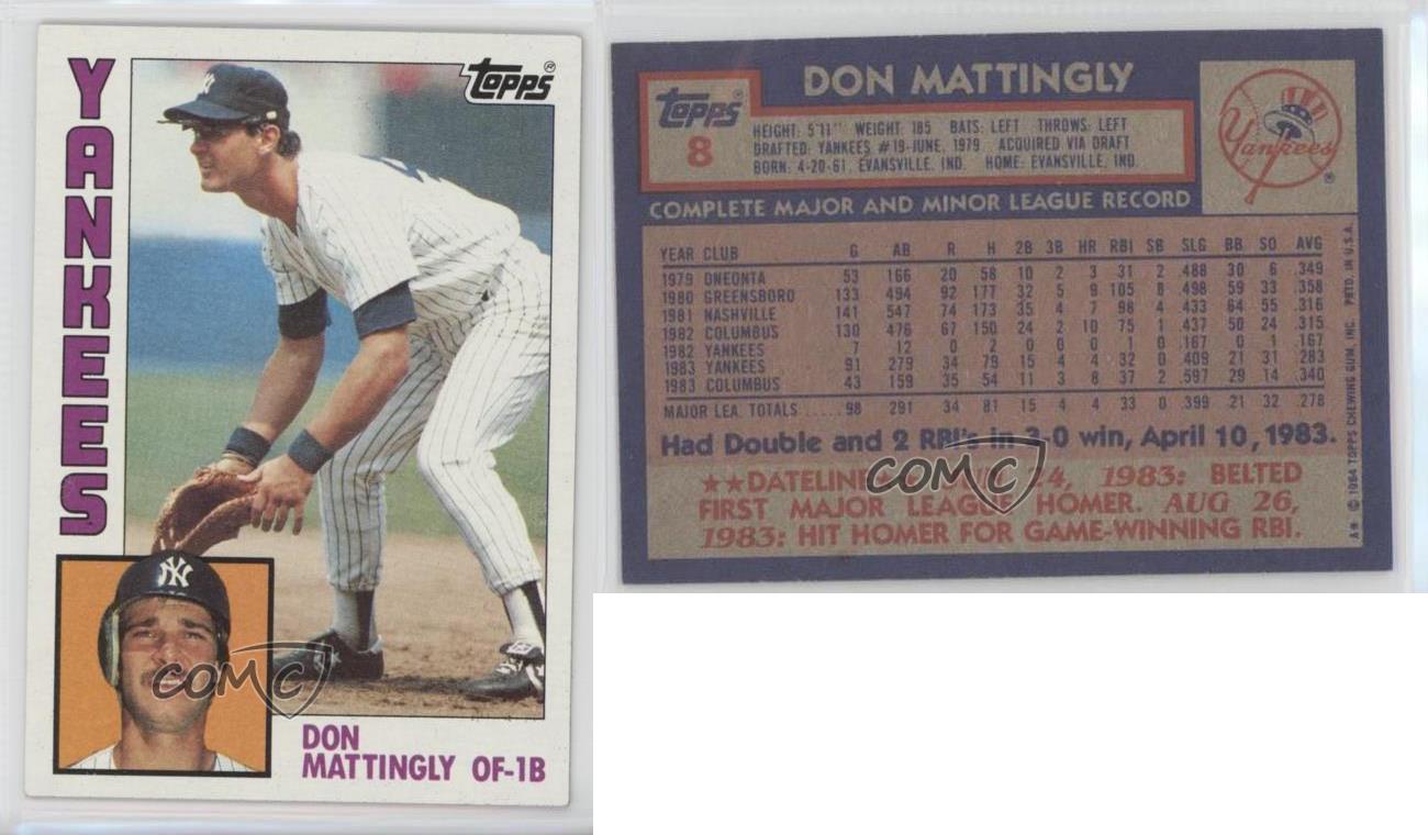 1984 Topps 8 Don Mattingly New York Yankees RC Rookie Baseball Card eBay