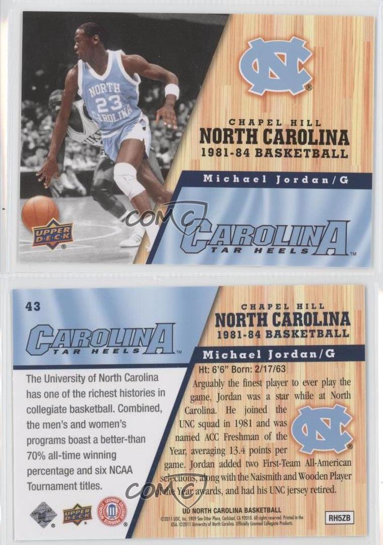 201011 UD North Carolina Basketball 43 Michael Jordan (UNC) Tar Heels Card eBay