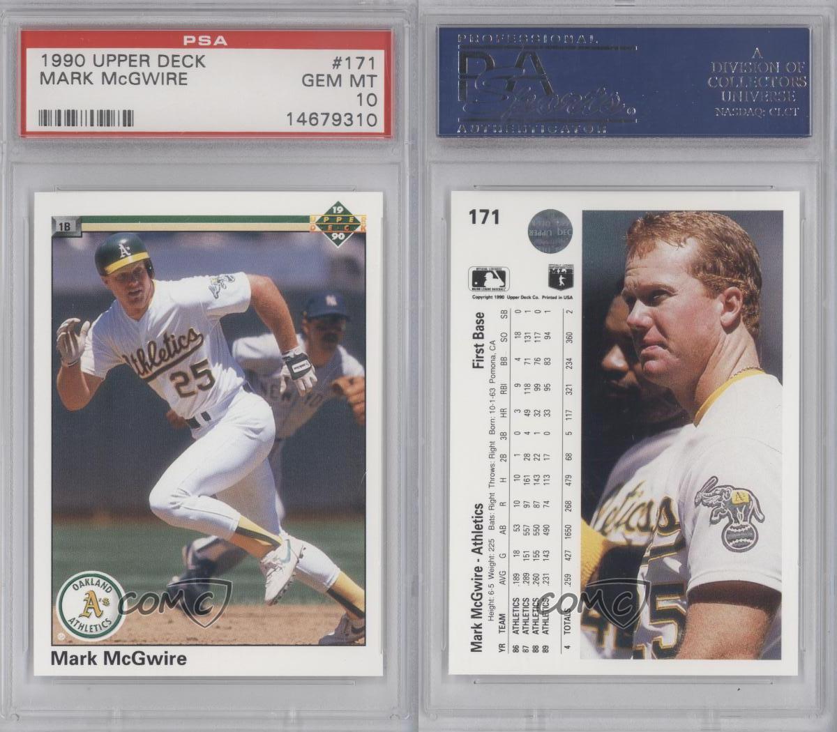 1990 Upper Deck 171.1 Mark McGwire PSA 10 Oakland Athletics Baseball Card
