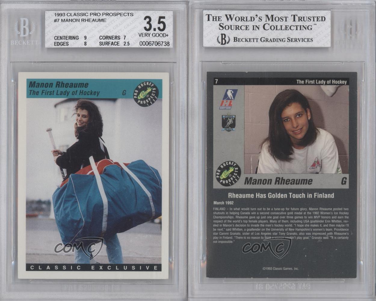 199394 Classic Pro Hockey Prospects 7 Manon Rheaume BGS 3.5 Rookie Card eBay