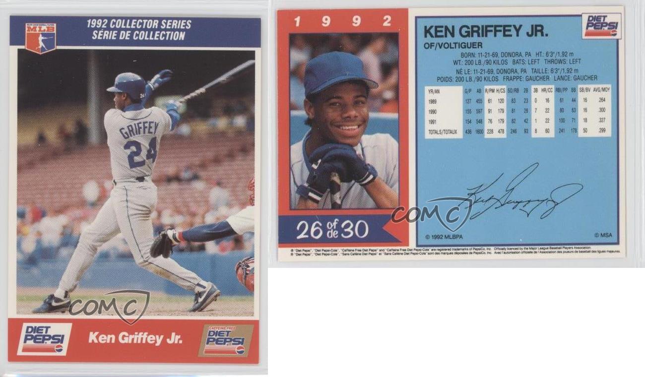 1992 Diet Pepsi Collectors Series 26 Ken Griffey Jr Seattle Mariners Jr. Card eBay