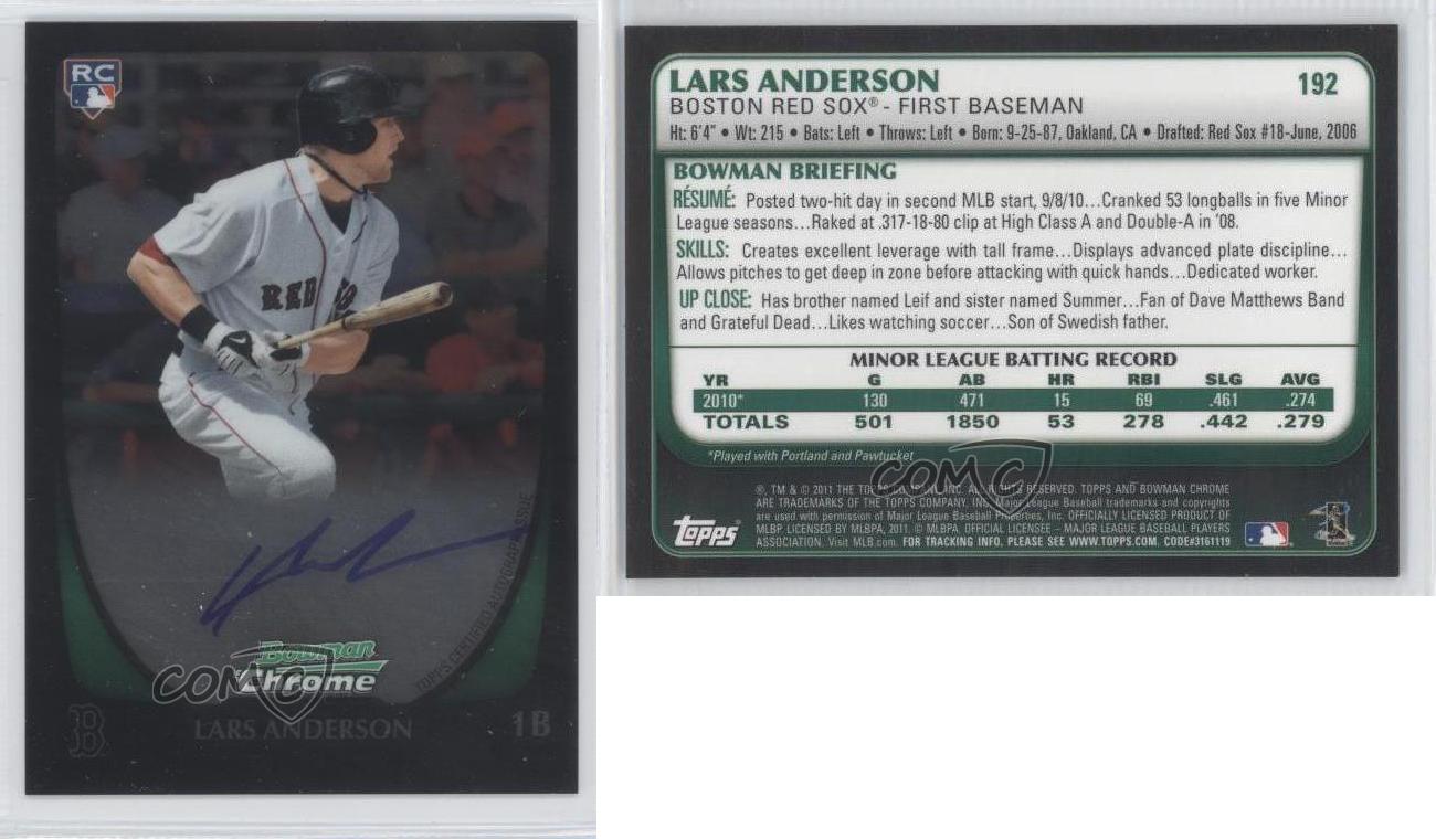 2011 Bowman Chrome Rookie Lars Anderson 192 Auto eBay