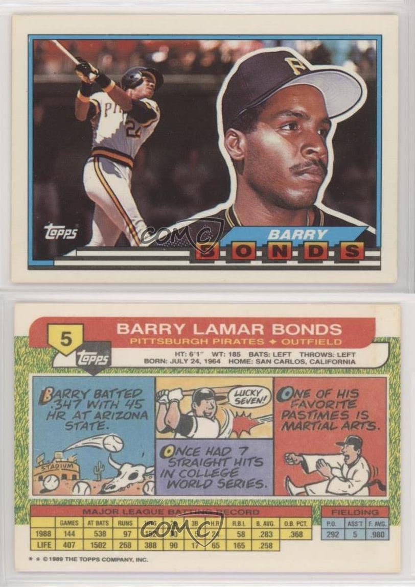 1989 Topps Big Barry Bonds 5 eBay
