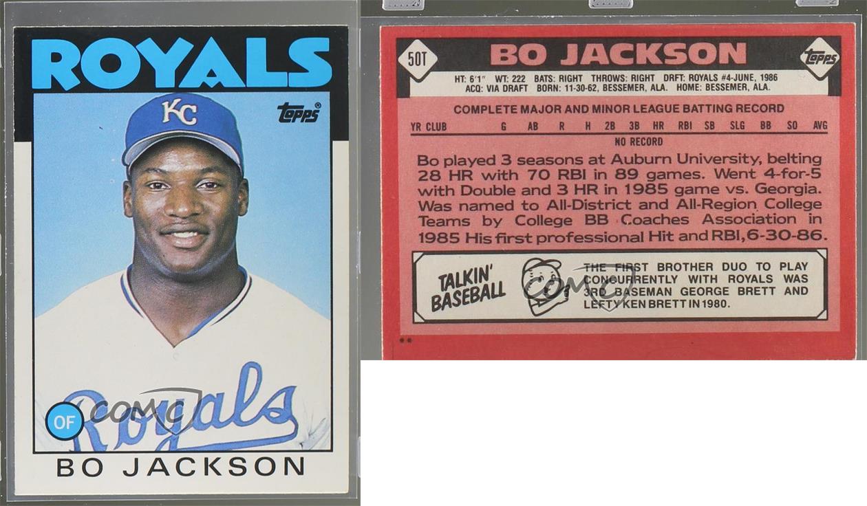 1986 Topps Traded 50T Bo Jackson Kansas City Royals RC Rookie Baseball Card eBay
