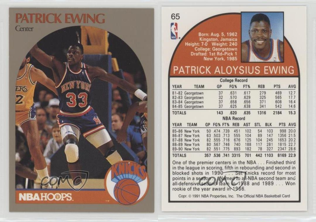 1990 NBA Hoops 100 Superstars 65 Patrick Ewing New York Knicks Basketball Card eBay