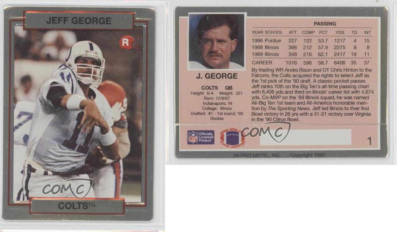 1990 Action Packed Rookie Update 1 Jeff Indianapolis Colts Football Card eBay
