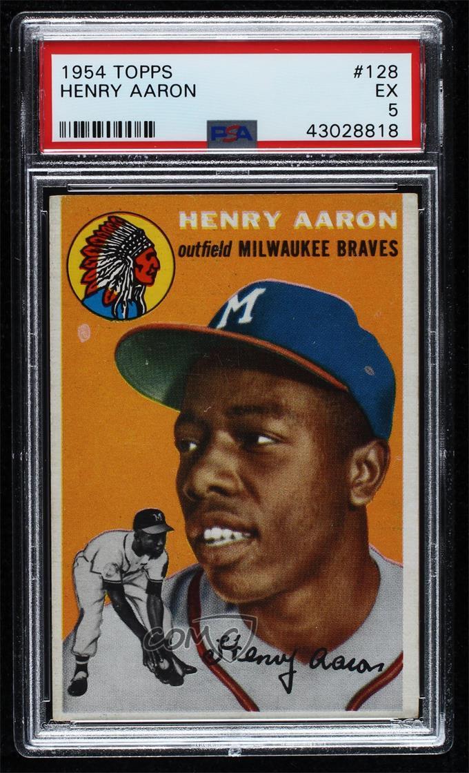 1954 Topps 128 Hank Aaron PSA 5 EX Milwaukee Braves RC Rookie Baseball Card eBay