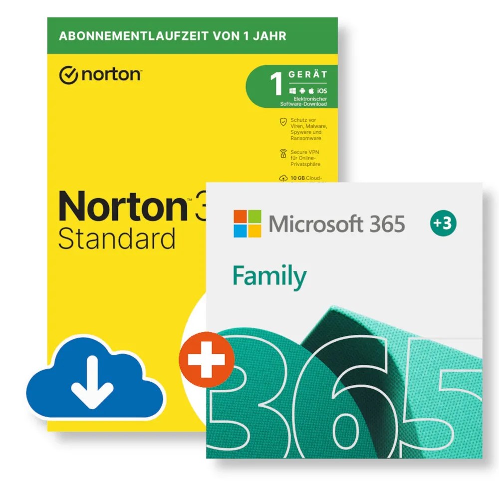 Microsoft 365 Family (15 Monate) + Norton 360 Standard Download