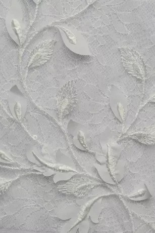 3D Leaves Applique Lace VNeck Wedding Dress David's Bridal