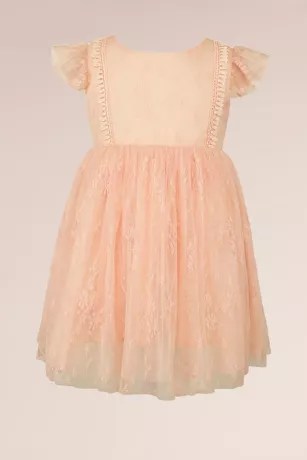 Cap Sleeve Floral Lace Overlay Flower Girl Dress David's Bridal