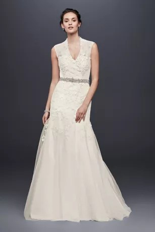 Oleg Cassini Lace Wedding Dress with Pockets David's Bridal