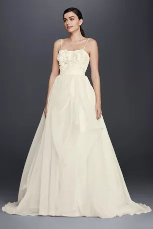 Sheer Beaded Bodice ALine Organza Wedding Dress David's Bridal