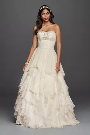 Organza Mermaid Wedding Dress with Ruffled Skirt David's Bridal