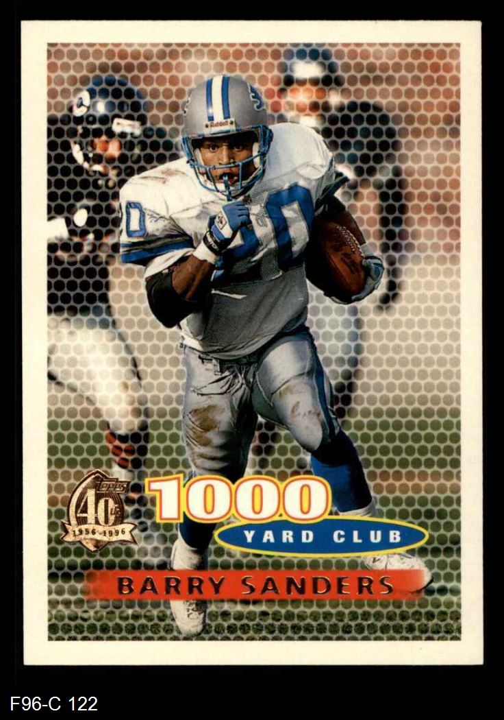 1996 Topps 122 1000 Yard Club Barry Sanders