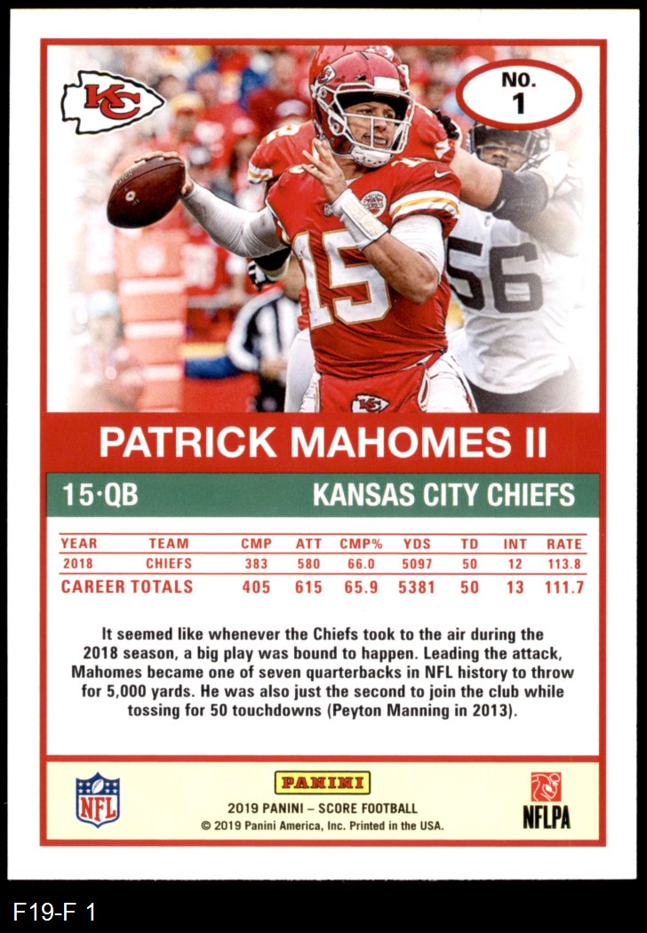 2019 Score 1 Patrick Mahomes