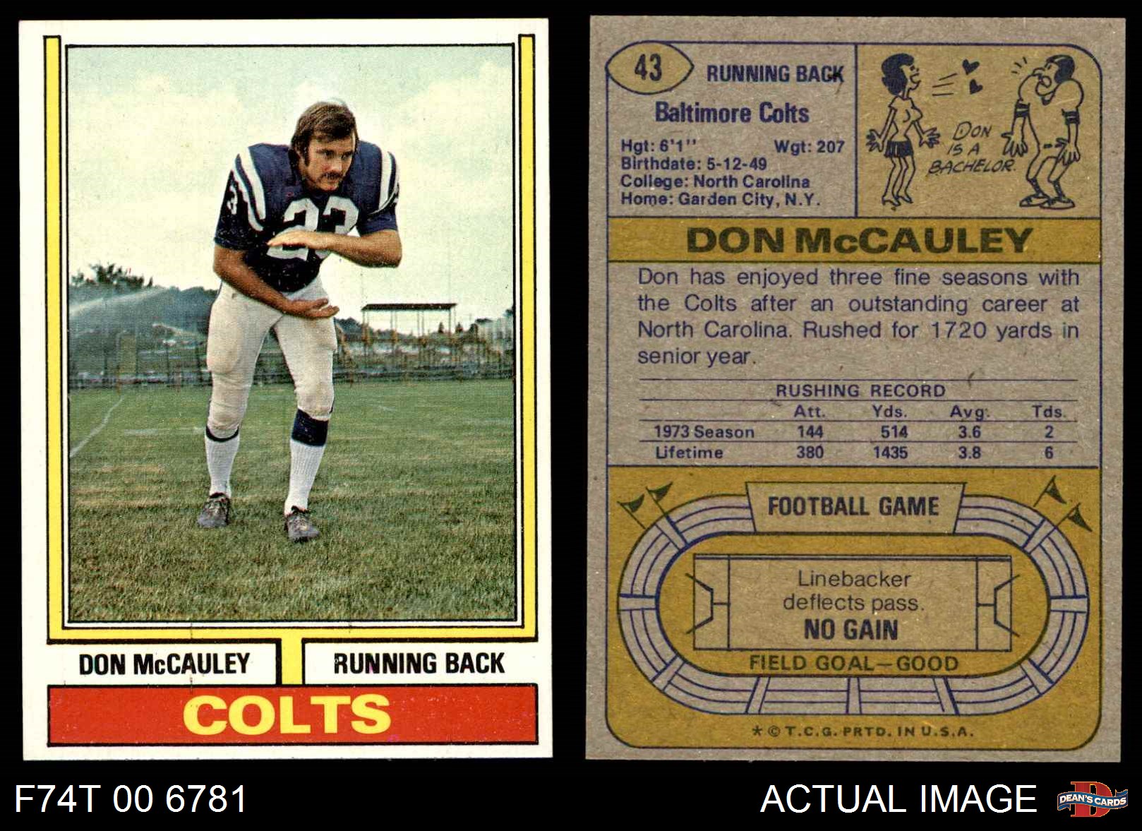 1974 Topps 43 Don McCauley 1973 Stats One Asterisk Colts UNC 7 NM eBay
