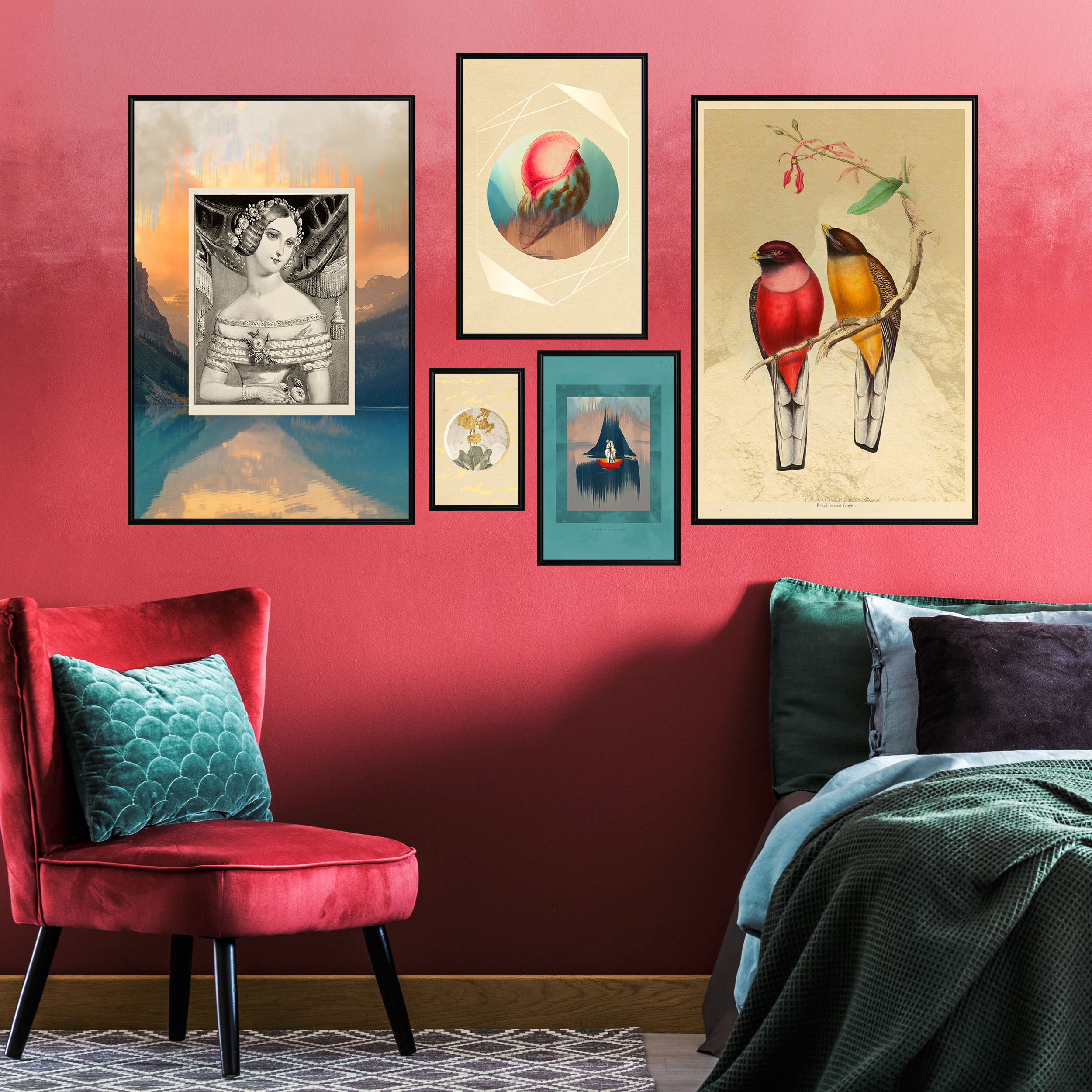 Bilder POSTER SET Bilderrahmen DESIGN Retro VINTAGE Kunst