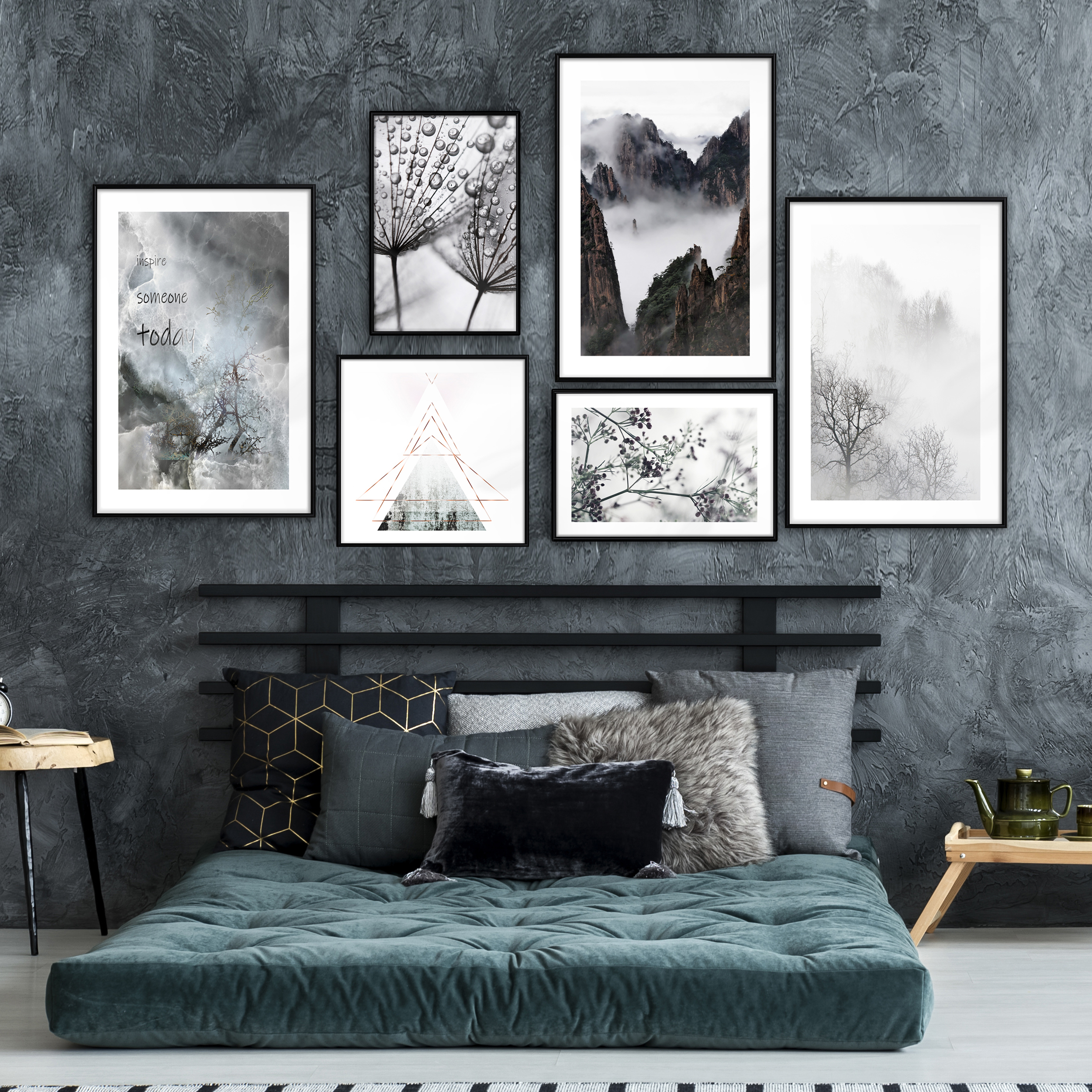 Bilder POSTER 6er Set mit Rahmen HOME Natur HIRSCH