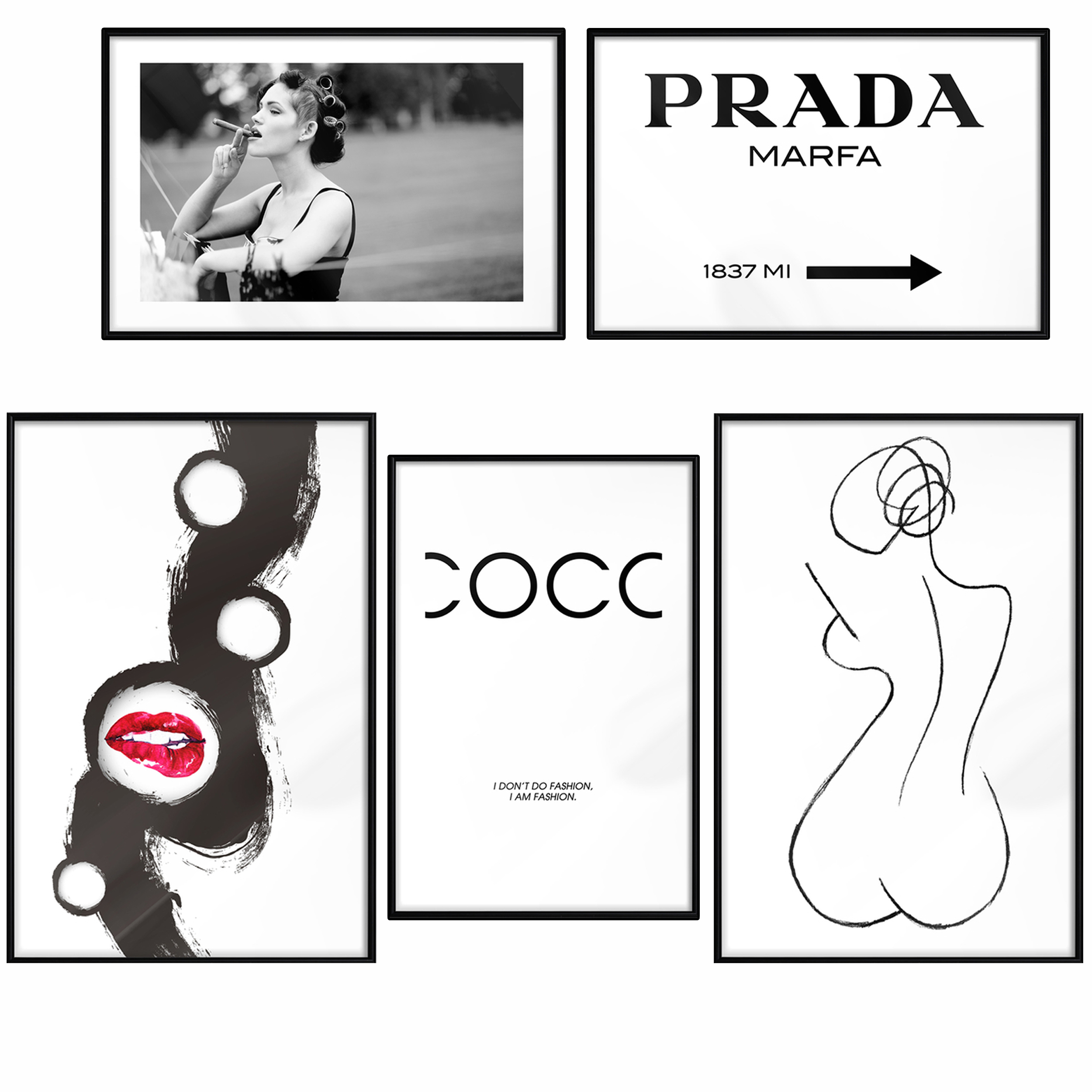Bild POSTER SET mit Bilderrahmen Prada COCO Chanel Kleid