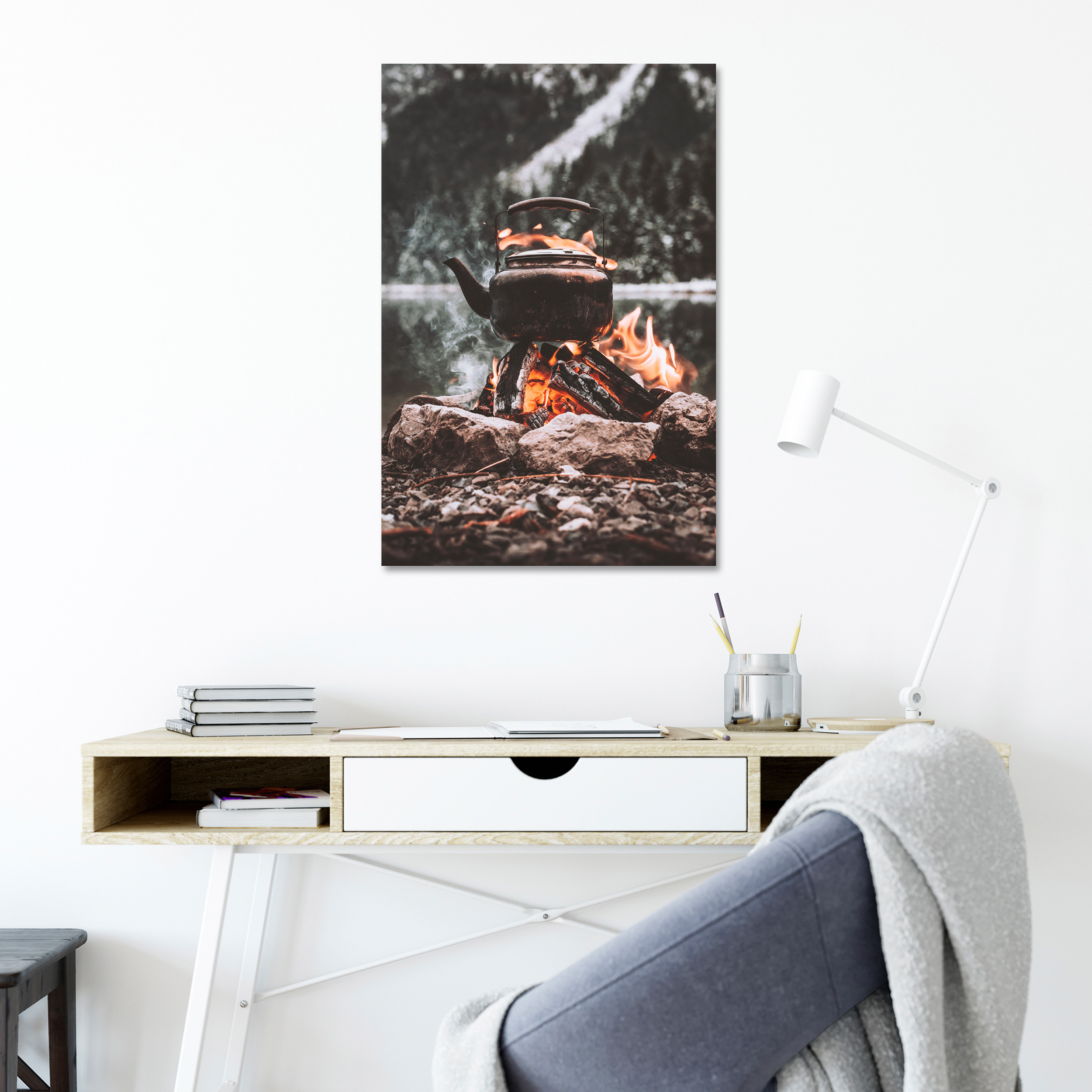 LEINWAND Jagd Deko Bild Hirsch WALD Landschaft WAND BILDER XXL