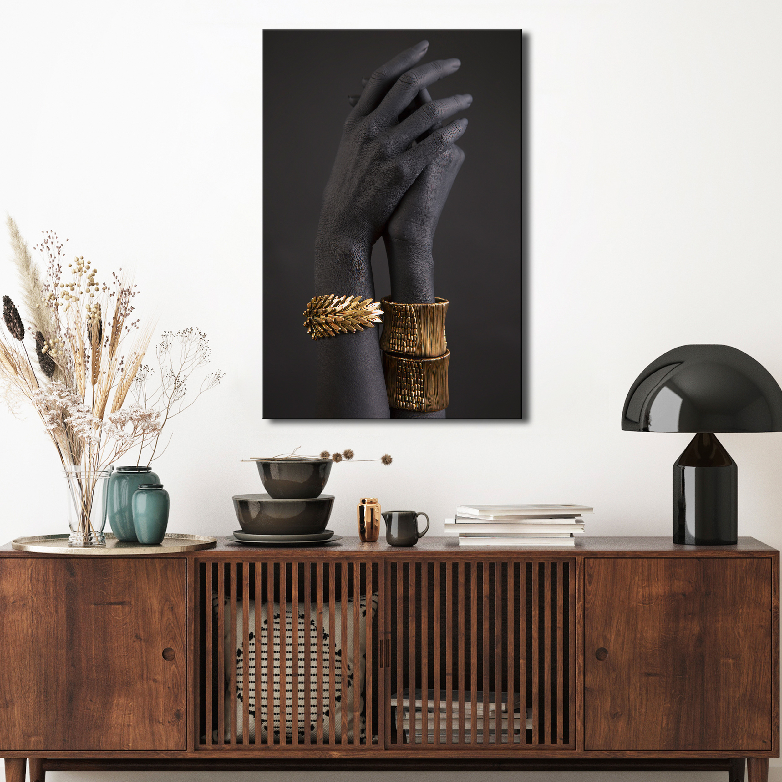 Gold Schwarz Abstrakt Frauen LEINWAND Deko Bild WAND BILDER XXL Vlies