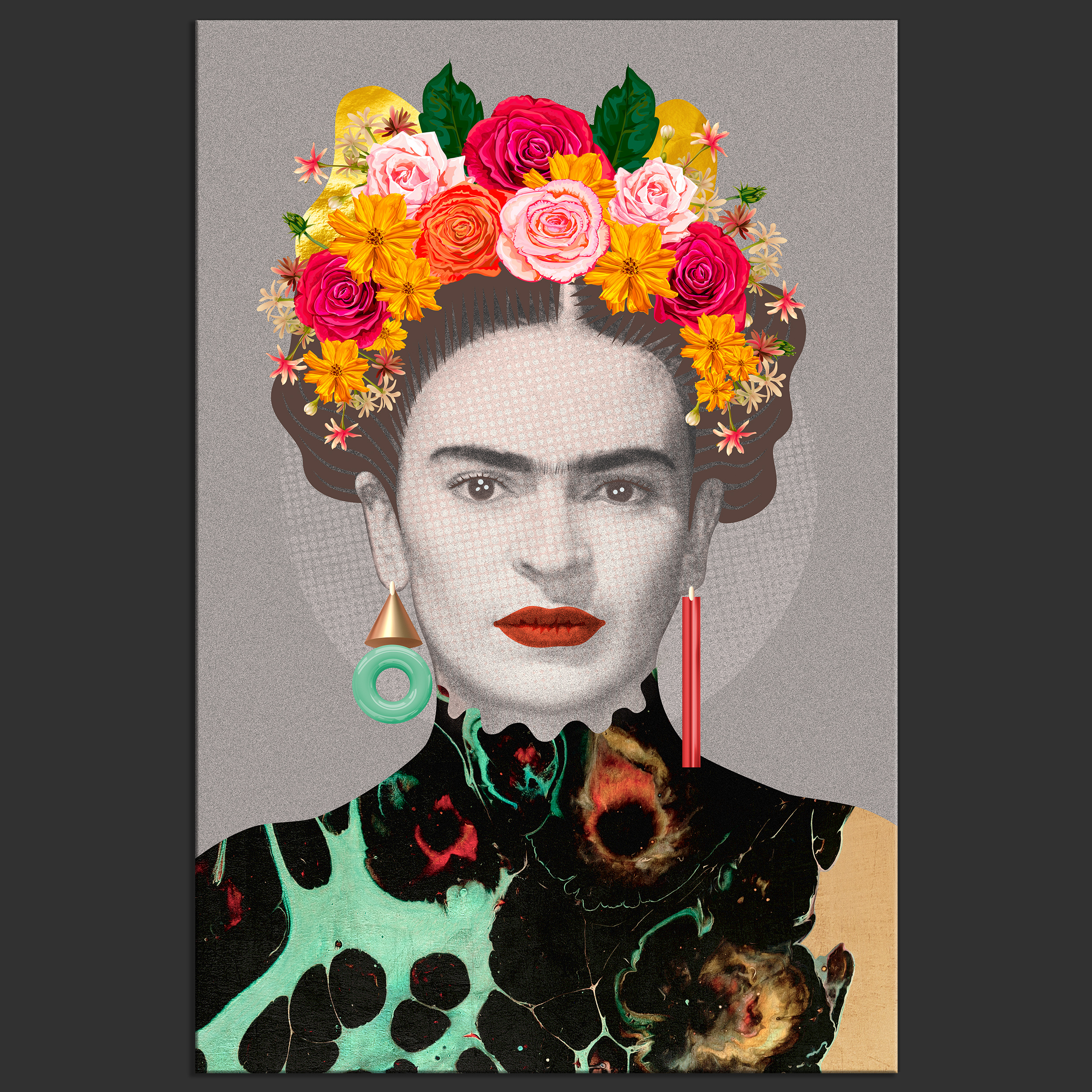 Vlies LEINWAND BILDER Porträt Frida Kahlo Kunst Ikone