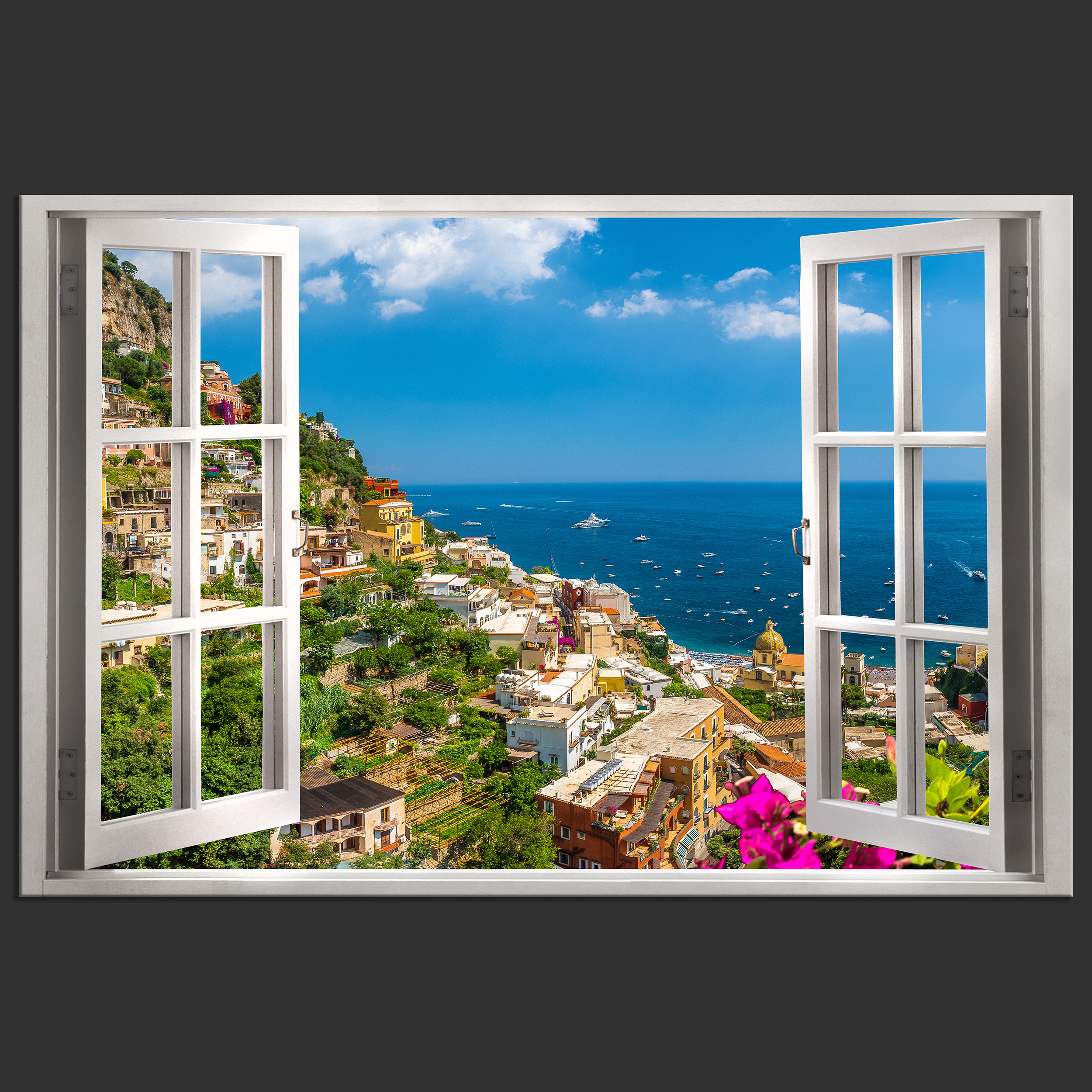 Dekoration FENSTERBLICK Deko Bilder Berge NATUR LEINWAND