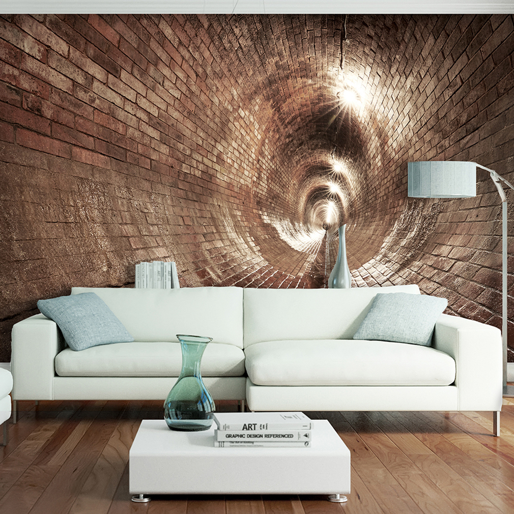 VLIES FOTOTAPETE Tunnel Ziegel grau 3D effekt TAPETE
