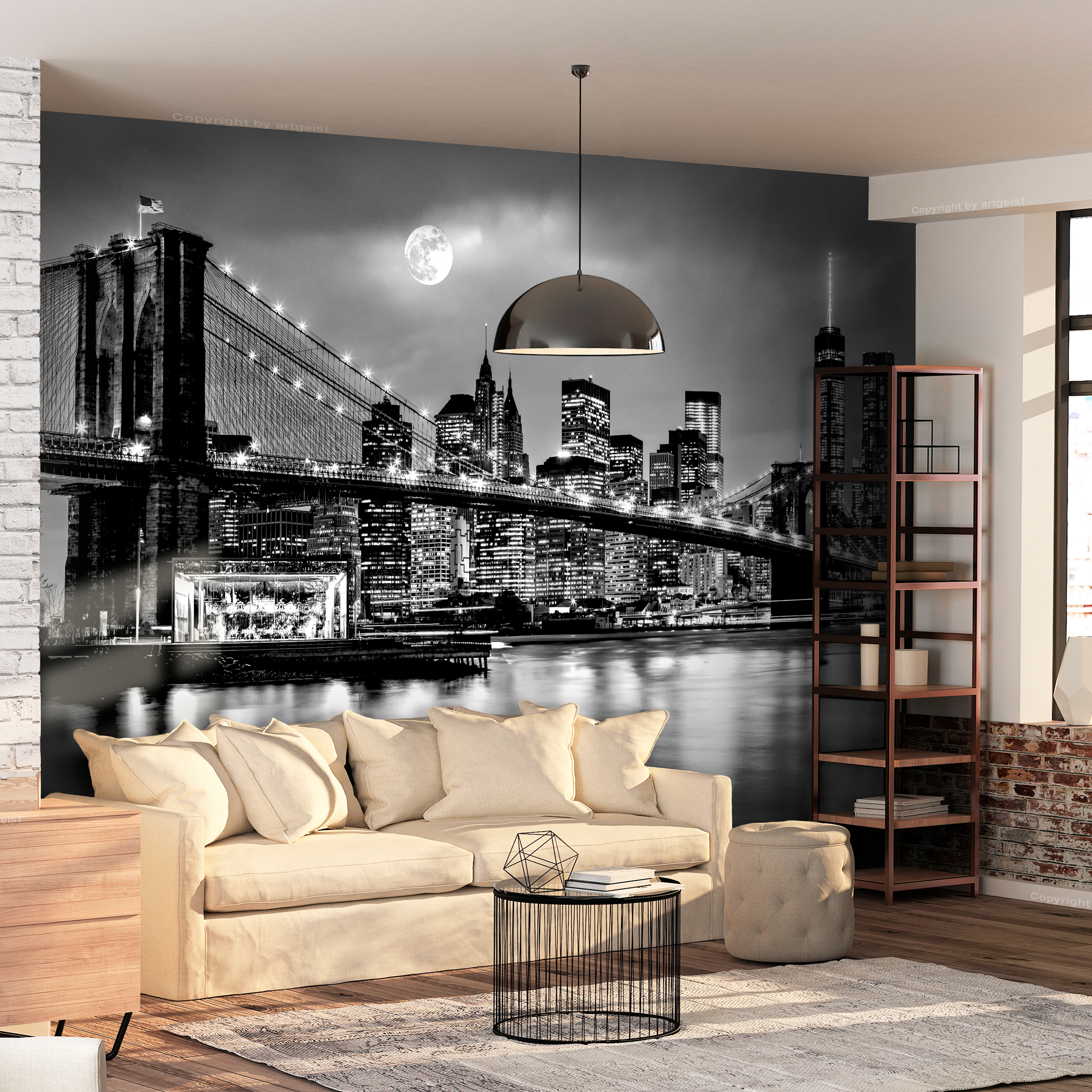 VLIES FOTOTAPETE New York Skyline Nacht grau TAPETE WANDBILDER XXL