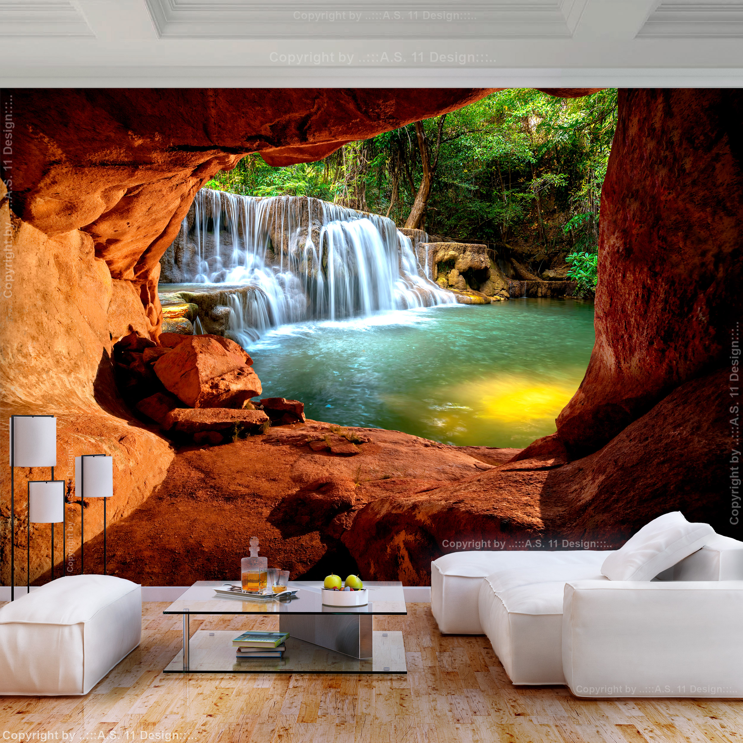 FOTOTAPETE Wasserfall Landschaft 3D effekt TAPETE