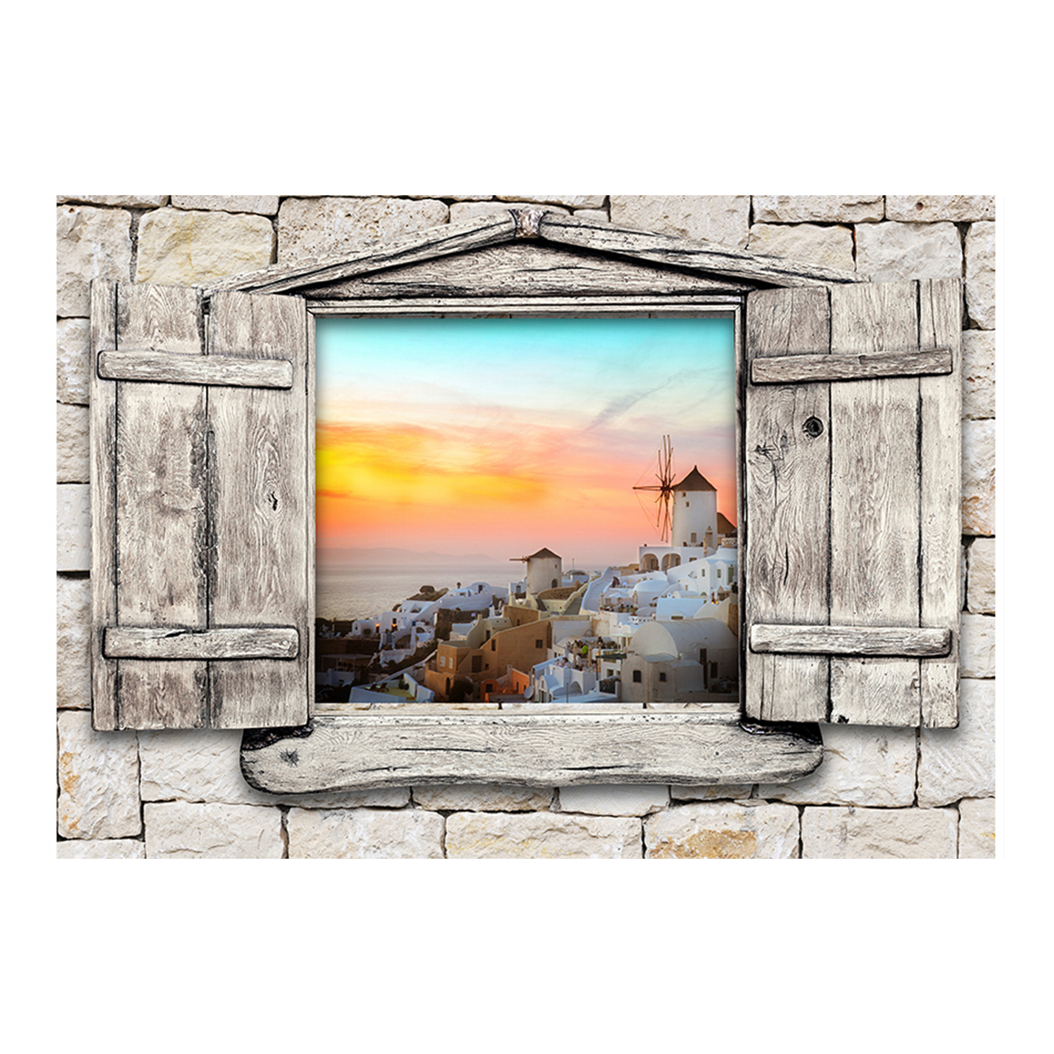 POSTER XXL 3D Fensterblick Wandbild Wandillusion Fototapete Wald Meer