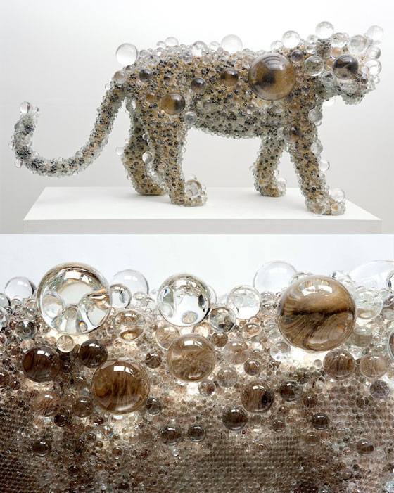 Stunning Glass Art Sculptures made of Glass Beads Design Swan