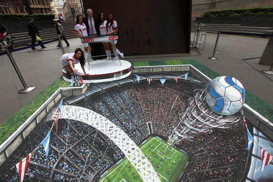 Optical Illusion Dramatic 3D Pavement Art by Joe Hill Design Swan