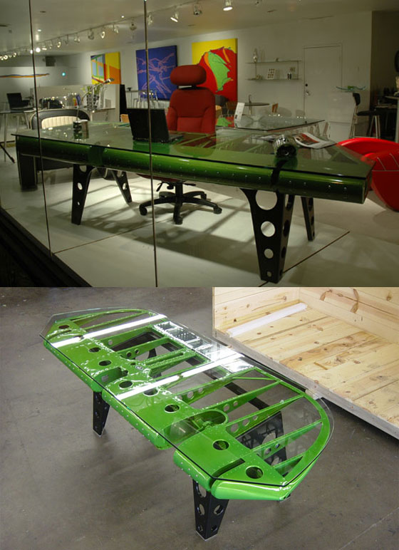 Cool Furniture Made from Vintage Airplane Parts Design Swan