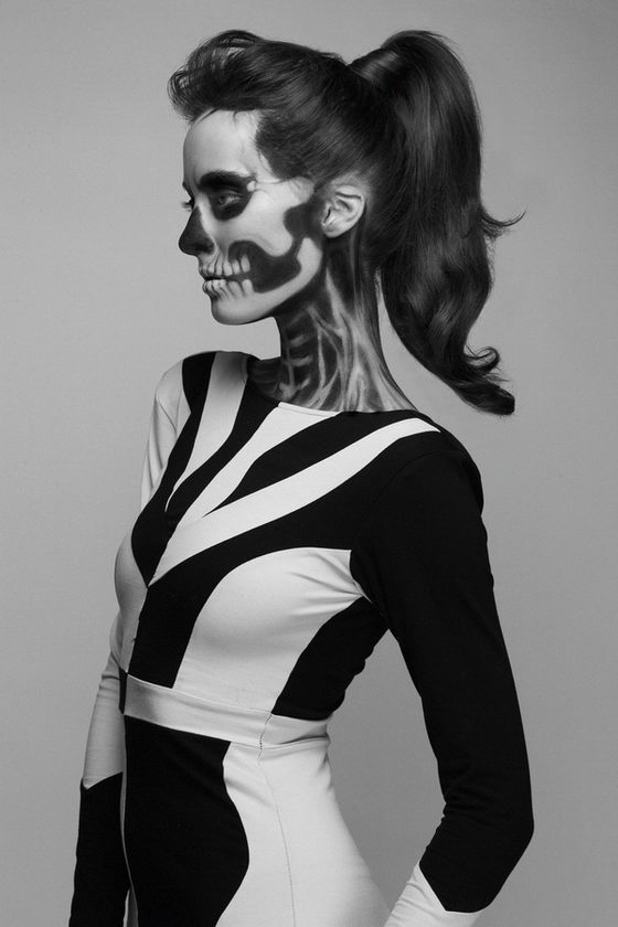 She Has Waited Too Long Skeleton Makeup Girl by Pauline Darley