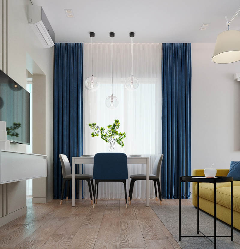 Modern Apartment Decorated in Yellow and Blue Tone Design Swan