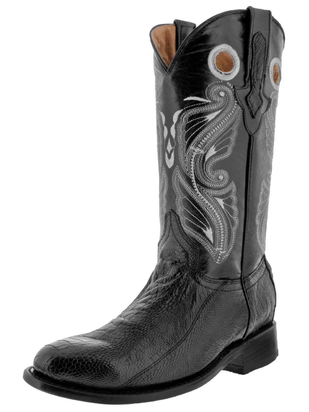 Mens Ostrich Skin Real Leather Exotic Cowboy Boots Dress Roper Toe