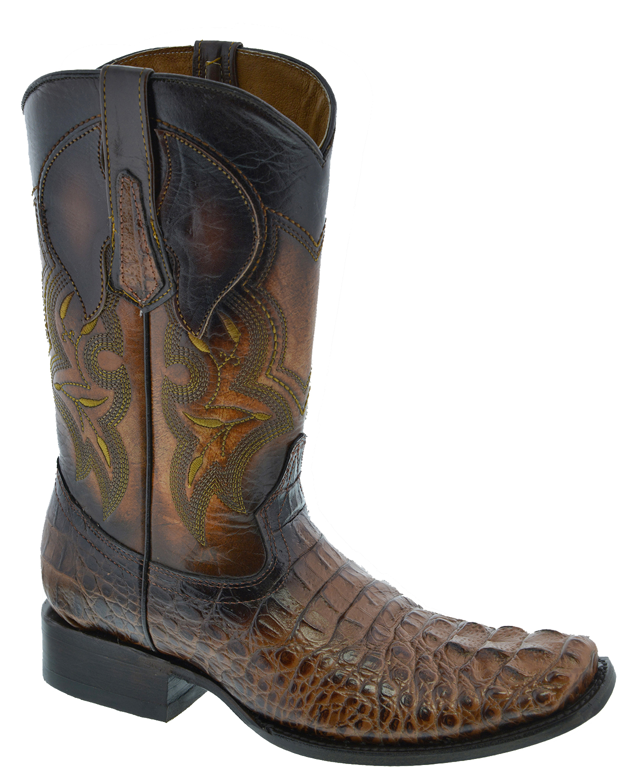 Mens Leather Crocodile Alligator Print Western Cowboy Boots Square Toe