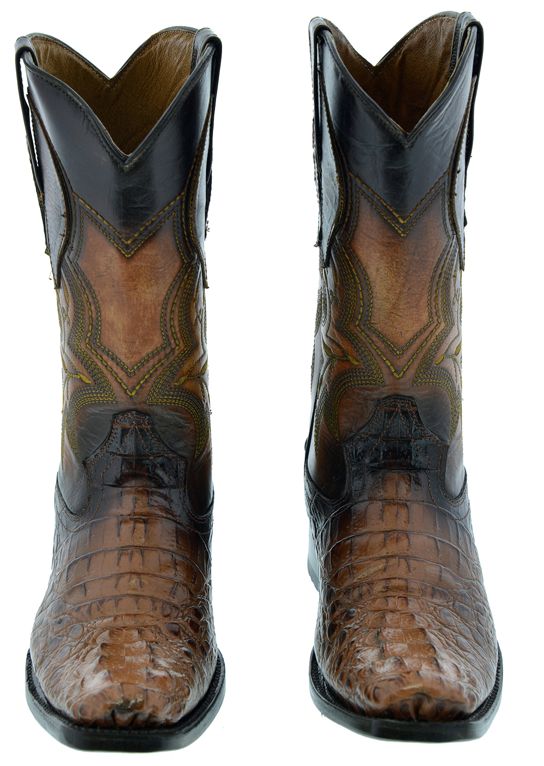 Mens Leather Crocodile Alligator Print Western Cowboy Boots Square Toe