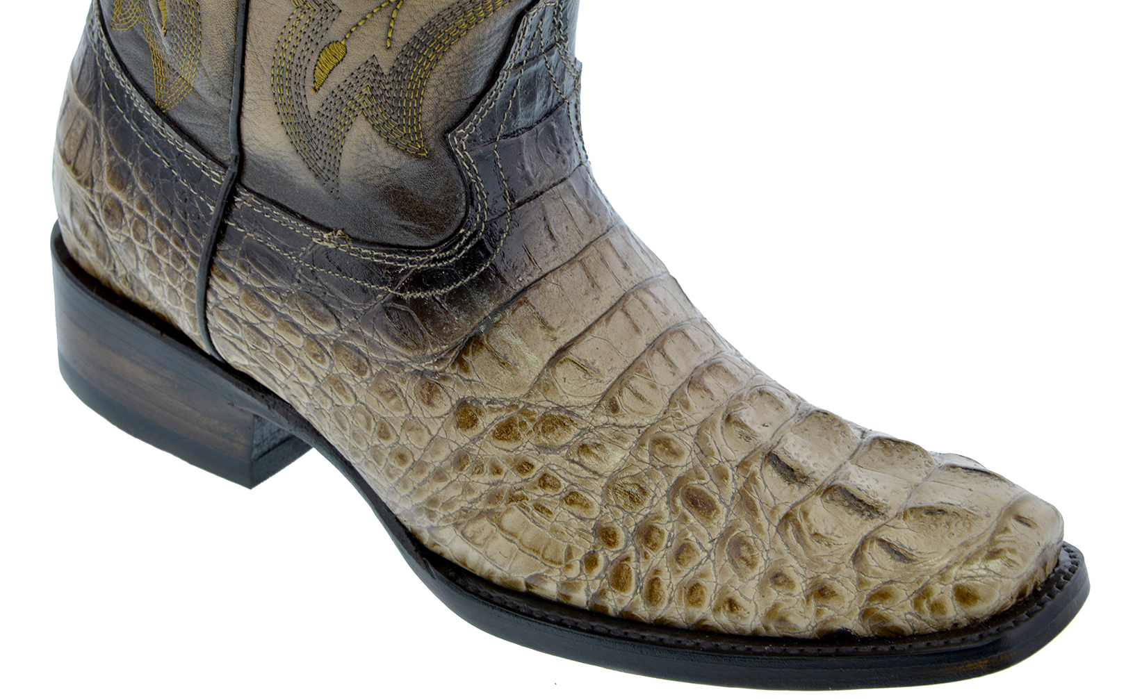 Mens Leather Crocodile Alligator Print Western Cowboy Boots Square Toe