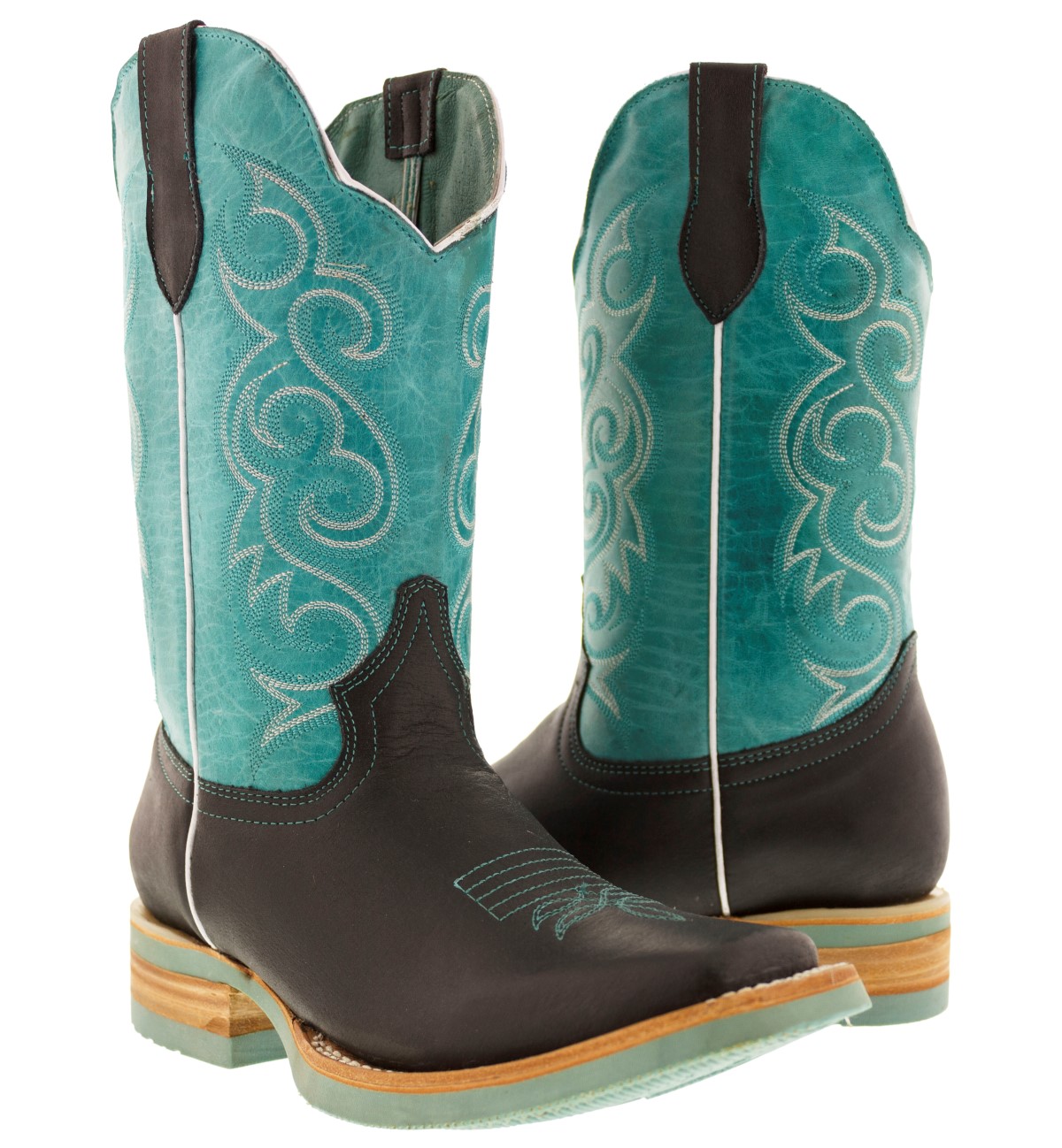 women's black turquoise western leather cowboy boots rodeo cowgirl
