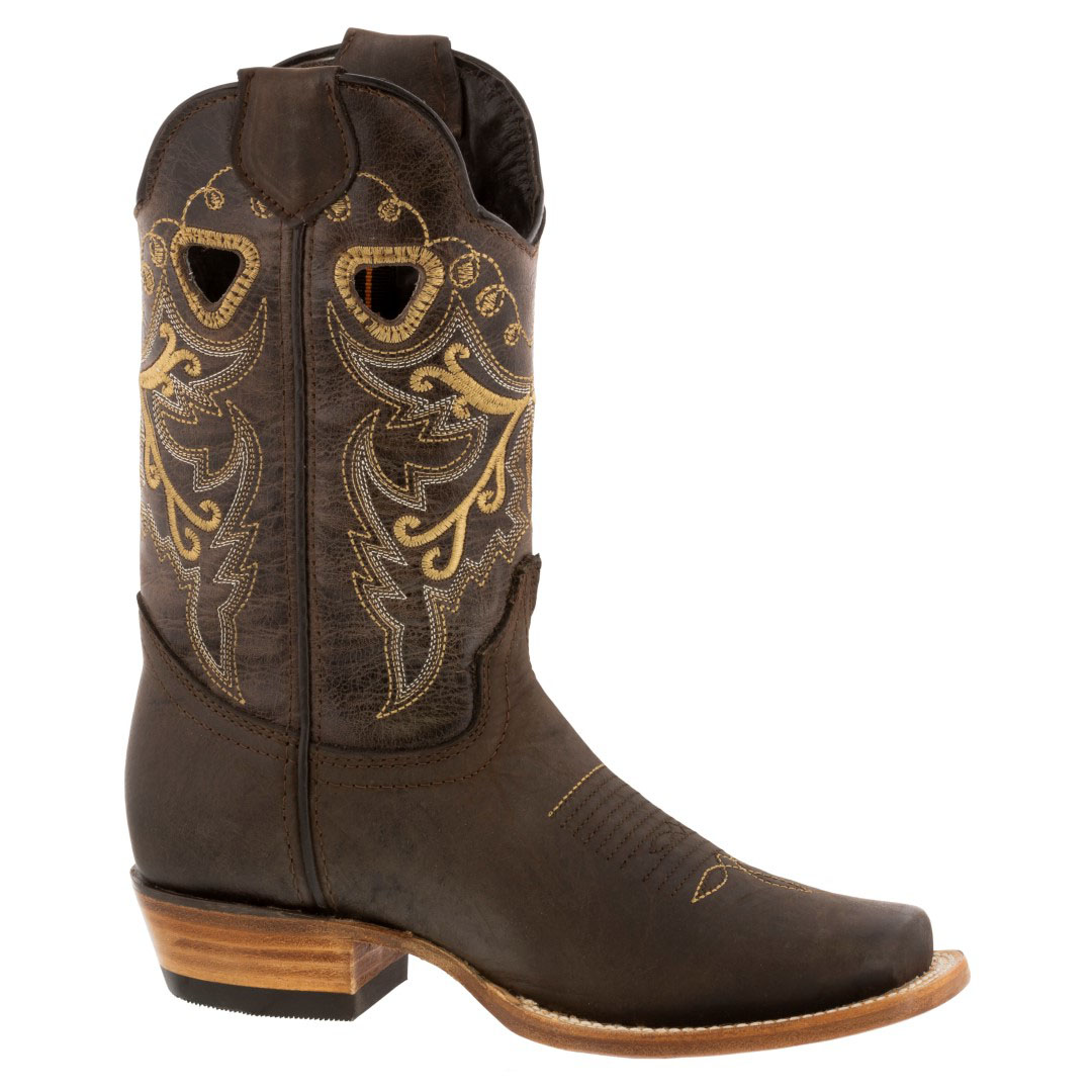 Womens Wide Calf Genuine Leather Cowboy Boots Square Dama Botas Vaquera