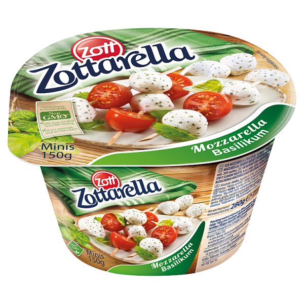 Zott Zottarella Minis Ser Mozzarella bazylia 150 g, 1 szt/0,150 kg