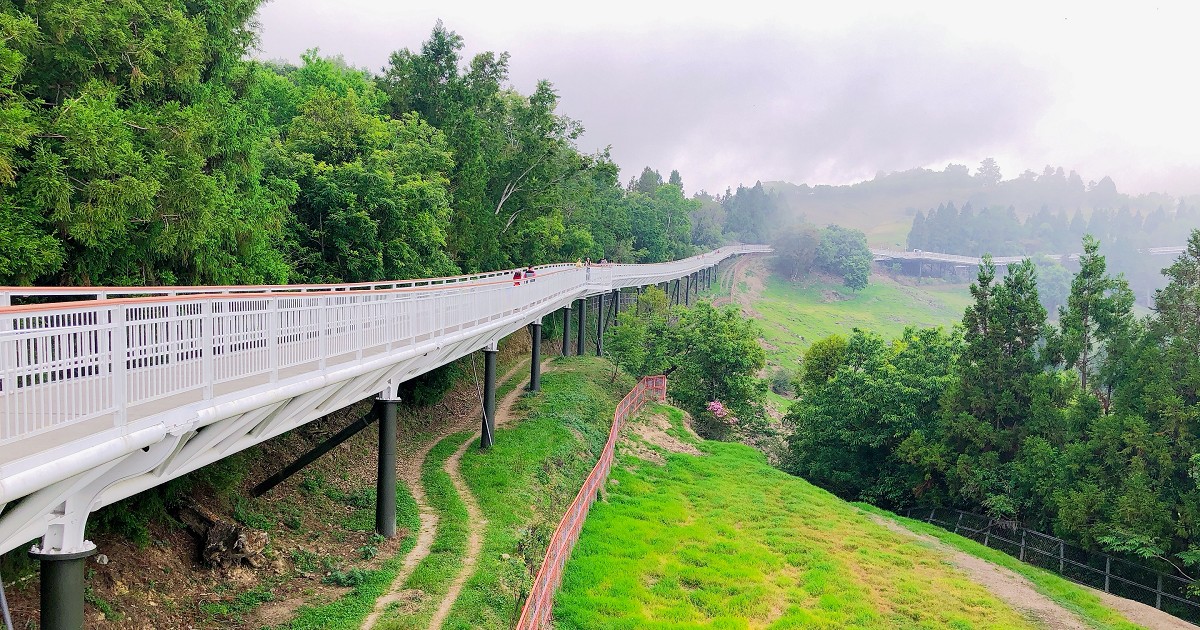 清境高空觀景步道｜腳下綠草如茵，身前深谷千米，放眼群山如帶，舉頭晴空蔚藍。