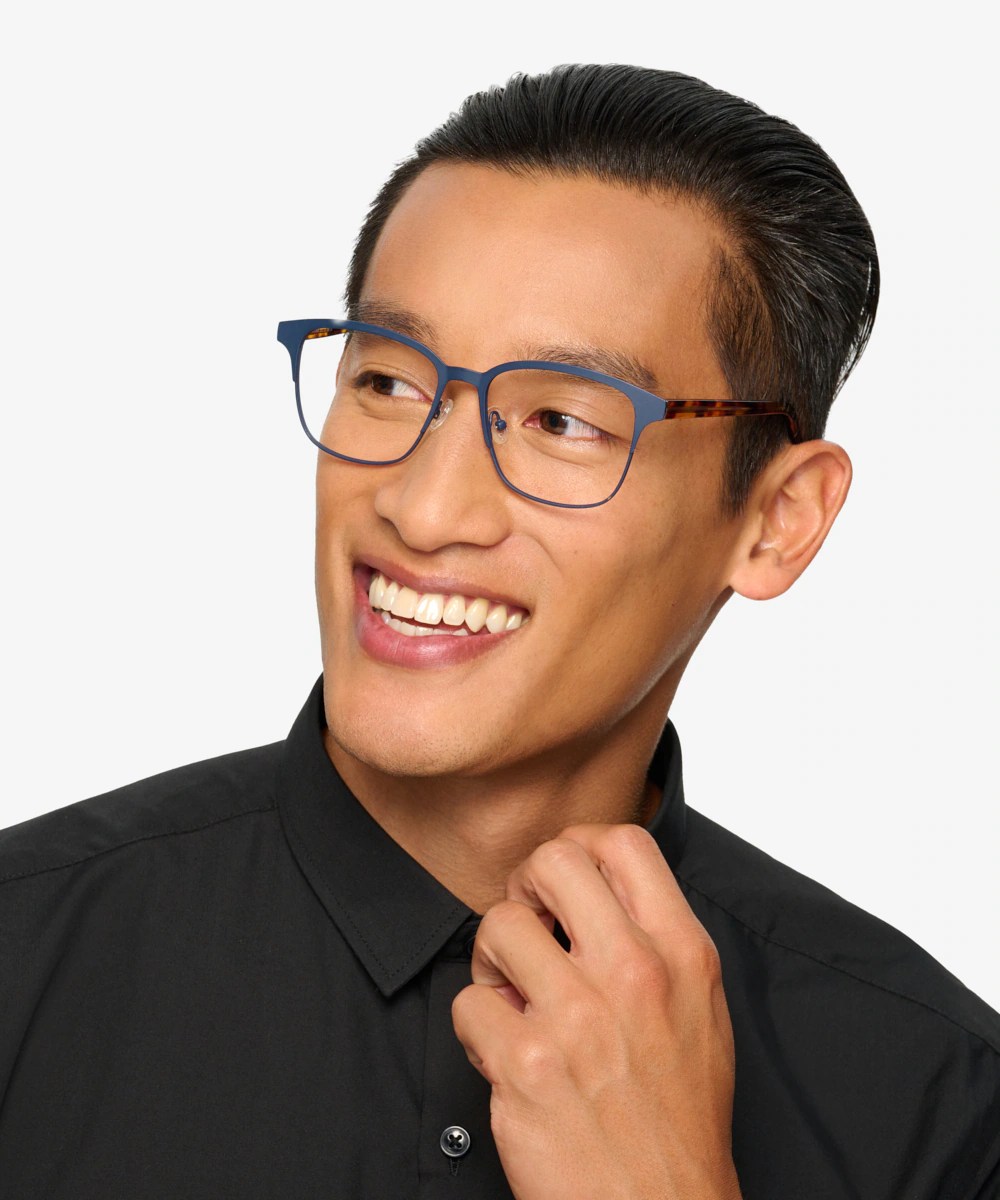 Intense Square Navy Blue & Tortoise Full Rim Eyeglasses Eyebuydirect