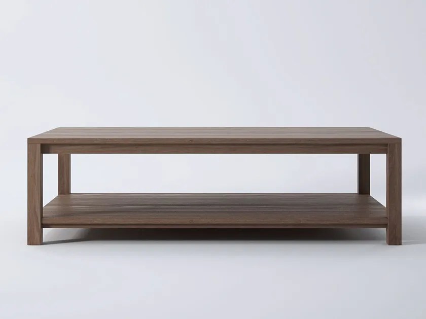 SOLID Rectangular wooden coffee table with integrated magazine rack By