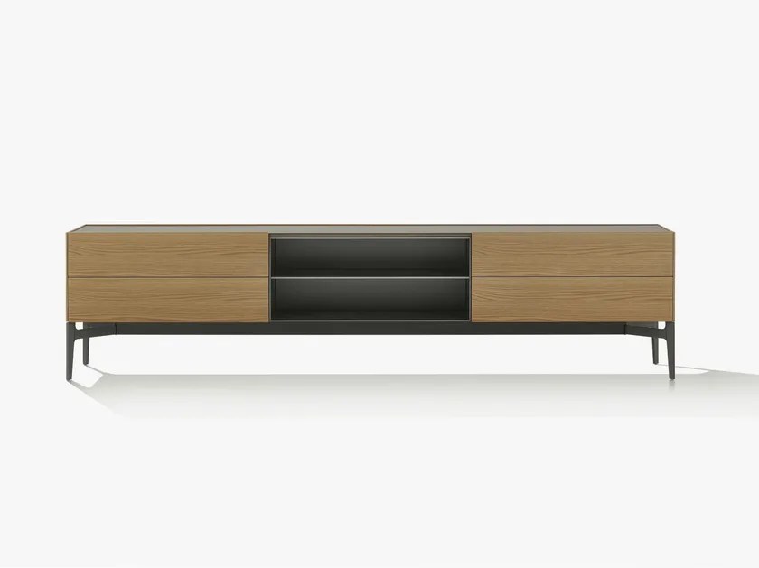 CODE Low wooden TV with drawers By Poliform